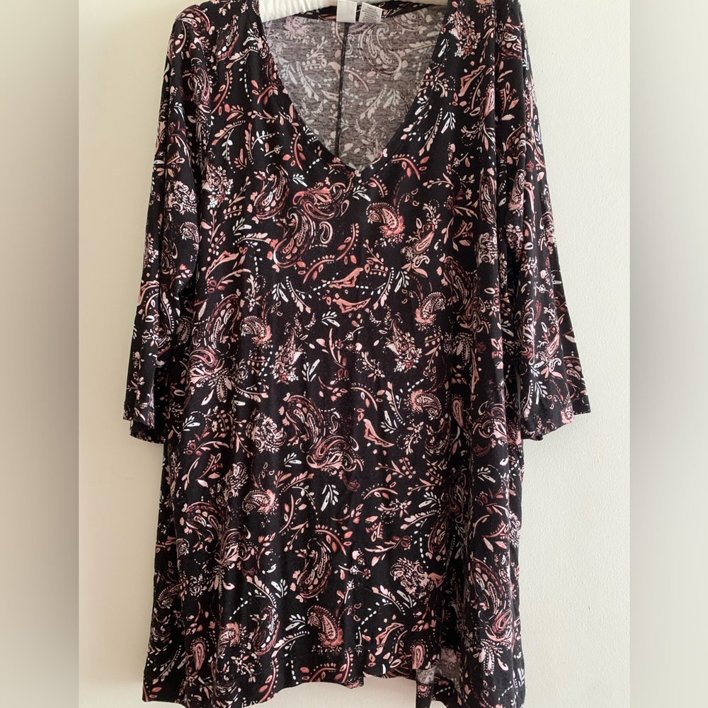 Artisan Ny Black and Pink Paisley Tunic